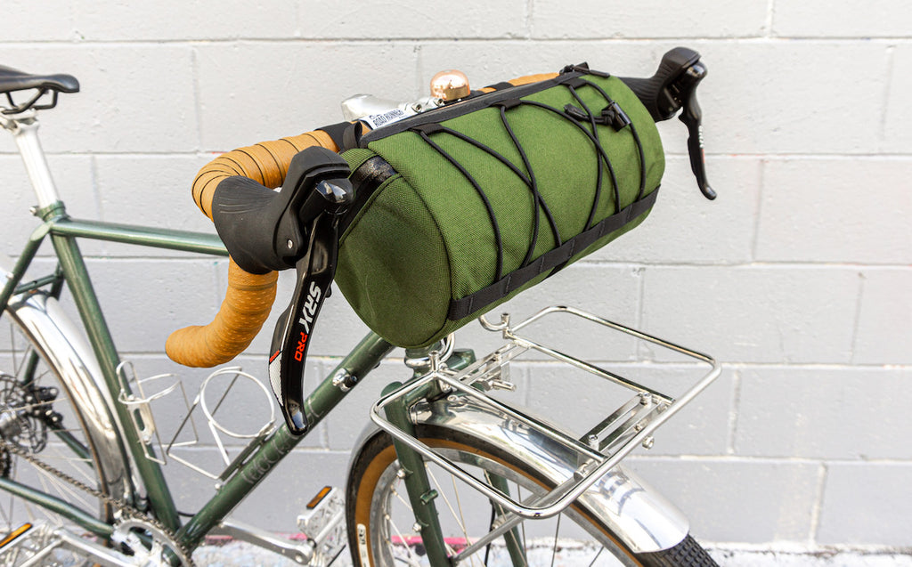 Road Runner Bags West Coast Burrito Handlebar Bag for Road, Gravel and Bikepacking  in Olive Cordura